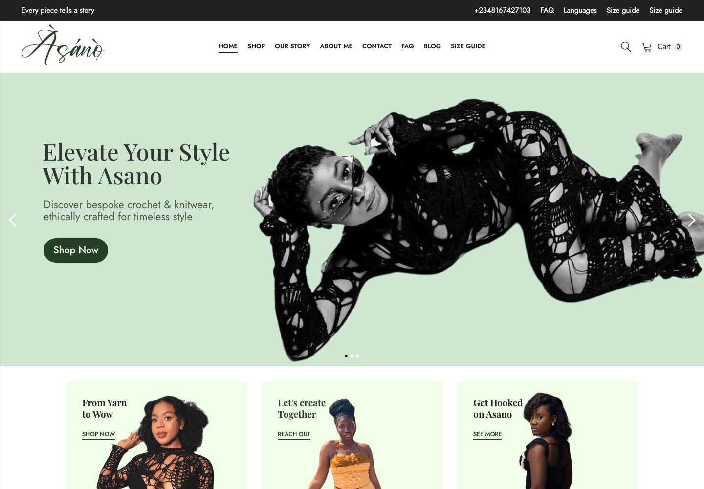 Screenshot of the Asano website homepage